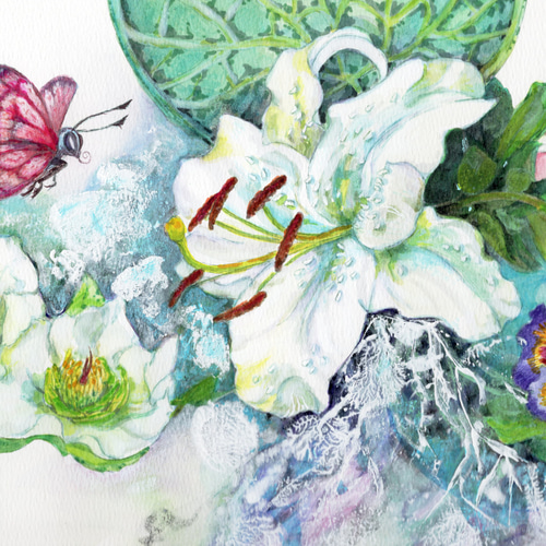 水彩画（原画）ユリ カサブランカ 絵画 Kaji yoco 通販｜Creema