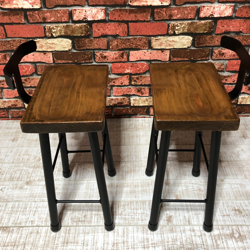 アイアン黒 サイドチェア (座面高さ50cm)二脚セット 椅子（チェアー