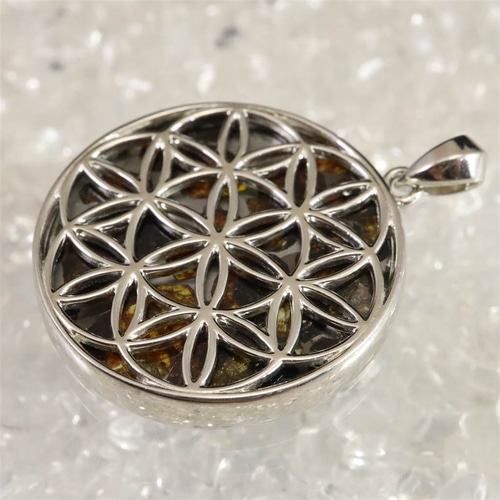 セリコ(パラサイト隕石) ペンダントトップ　25㎜サイズ セリコパラサイト隕石 ペンダントトップ SILVER925｜天然石