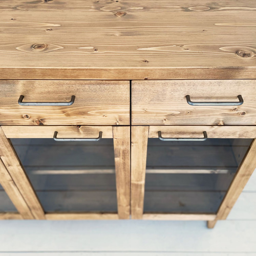 送料無料] 無垢 ショーケース カップボード 食器棚 サイドボード