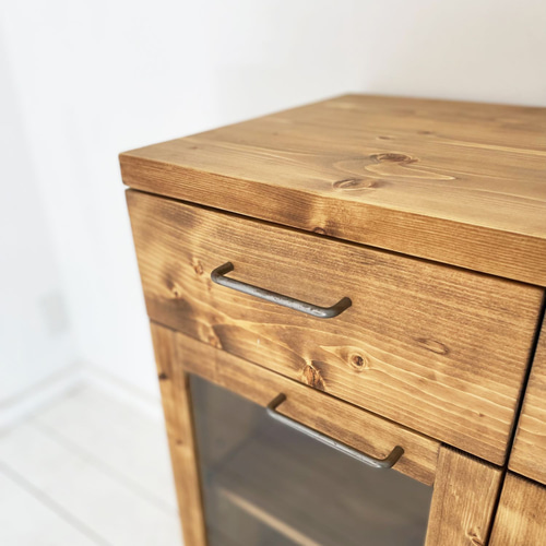 送料無料] 無垢 ショーケース カップボード 食器棚 サイドボード