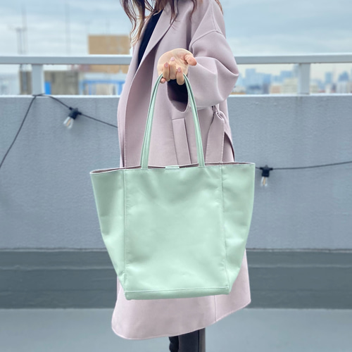 数量限定】山羊革＊シンプルトートL☆ミントA4収納可＊軽量 トート