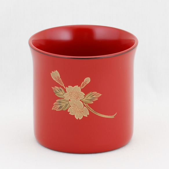 輪島塗カップ HOT，品質保証 伝統工芸 輪島塗 ペア珈琲カップ 桜蒔絵【1110-1】