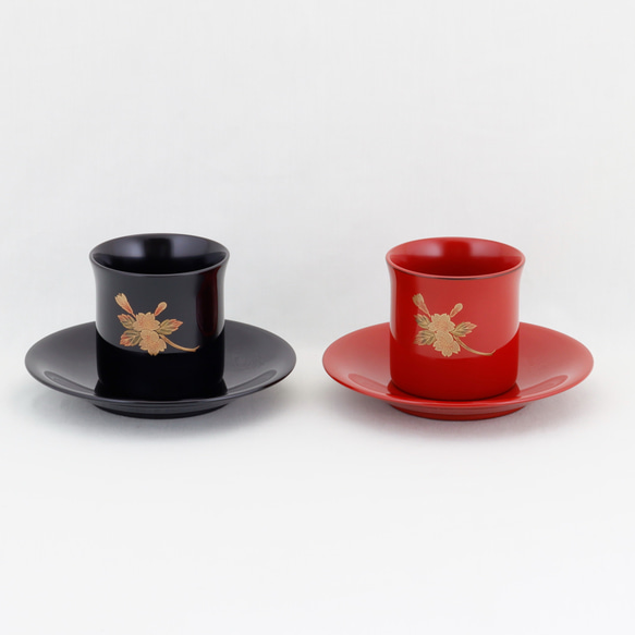 HOT，品質保証 伝統工芸 輪島塗 ペア珈琲カップ 桜蒔絵【1110-1】