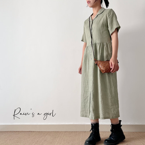 Y's リネン半袖ロングシャツ、ワンピース y's ワイズ ヨウジヤマモト☆リネンロングシャツワンピース