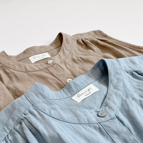 リネン100%☆ノースリーブワンピース】水色・ベージュ│アースカラー