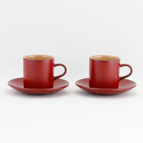 伝統工芸 輪島塗 ペア珈琲カップ 本朱塗【1104-1】 ティーカップ 伝統