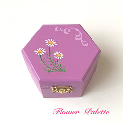英国農村風景＆花木～本格トールペイント　希少/一点もの　収納ＢＯＸ　美品 Creema限定 木製 六角小箱 トールペイント フリーボックス・小物入れ