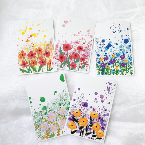 お花デザイン 5枚セット ポストカード はがき イラスト アート