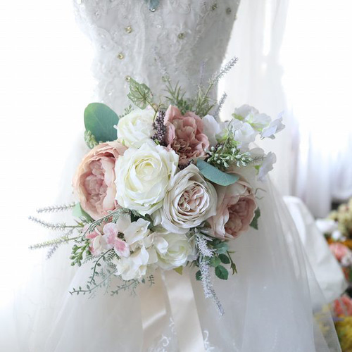 大輪ピオニーとローズ クラッチブーケ 春婚 391 ブーケ アトリエ美鈴 