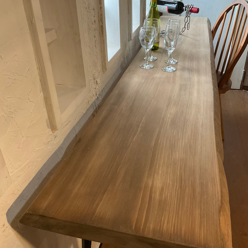 売りきれました。 w2010ヒノキ 一枚板 ヒノキ カウンターテーブル