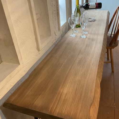 売りきれました。 w2010ヒノキ 一枚板 ヒノキ カウンターテーブル