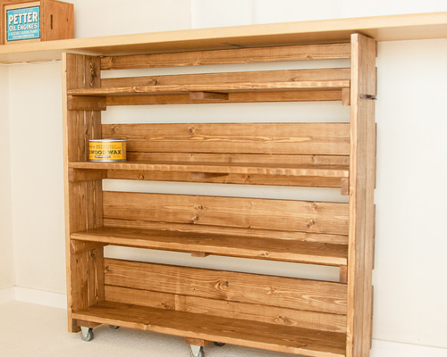 木製収納棚-キャスター付③ カウンター下キャビネット（チューダー