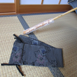 蔦模様・手織り紬日傘（傘袋付き） 7枚目の画像