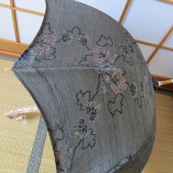 蔦模様・手織り紬日傘（傘袋付き） 9枚目の画像