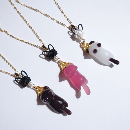 仲良し】温度で色が変わる不思議なレジン&水引猫ちゃんゴールド