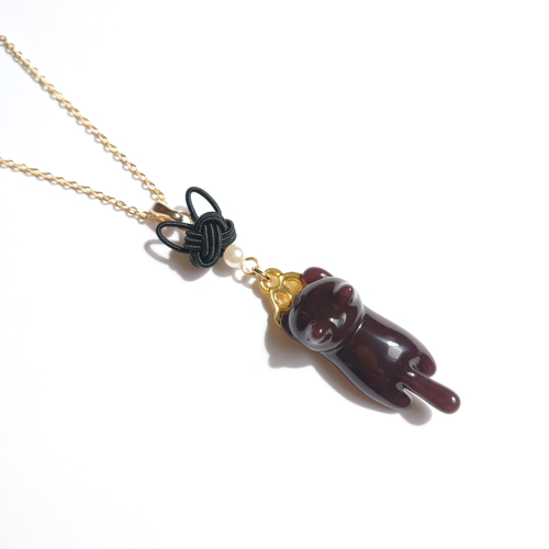 仲良し】温度で色が変わる不思議なレジン&水引猫ちゃんゴールド