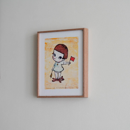 奈良美智　手旗信号少女　額入　特別額装版 Amazon.co.jp: 57奈良美智 手旗信号少女 ポスター 額装 KM1109-1