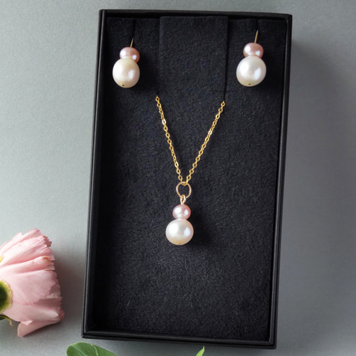 セット割』k14gf淡水ツインパール ピンク ピアス イヤリング