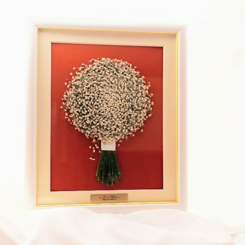 結婚式ブーケを美しく残します【アフターブーケ押し花額】かすみ草