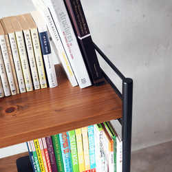 【アイアン ブックシェルフ】ヒノキの本棚・しっかり強度安定の120㎝幅 4枚目の画像