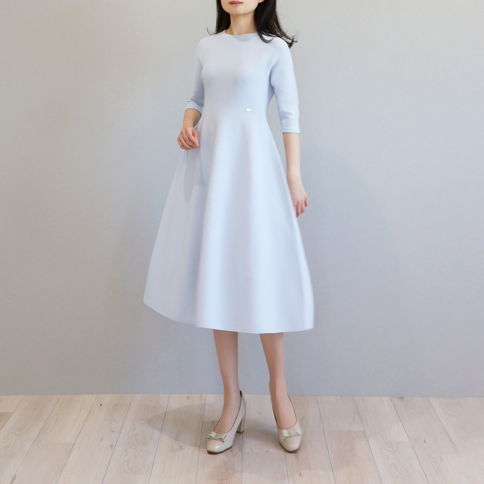 【関税込み】ALAIA ブルー Skater シャンブレー ミニワンピース vanityME.couture [ブルー] ミニドレス ワンピース vctr-0010-ch