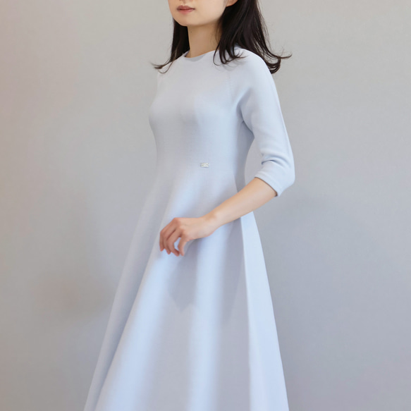 【3種尺寸可選】整件衣服合身喇叭裙【淺藍色】 第3張的照片