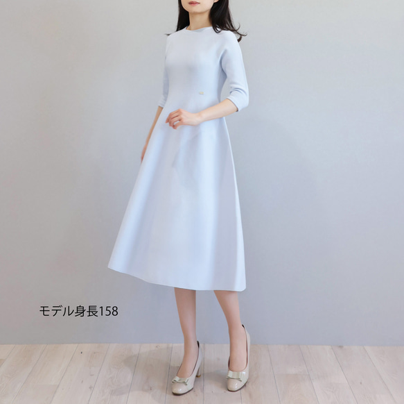 【3種尺寸可選】整件衣服合身喇叭裙【淺藍色】 第2張的照片
