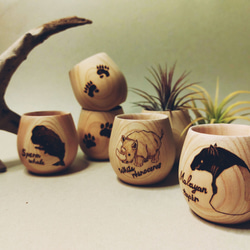 ヒノキが香る木製カップ　ライオン 7枚目の画像