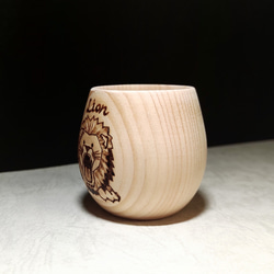 ヒノキが香る木製カップ　ライオン 4枚目の画像