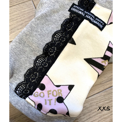 ハンドメイド犬服XXSベージュ星レースグレーシンプルピンク星 ハンドメイド犬服XXSベージュ星レースグレーシンプルピンク星