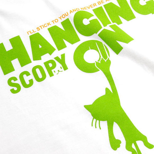 SCOPYネコTシャツ「HANGING ON」ホワイト 2枚目の画像