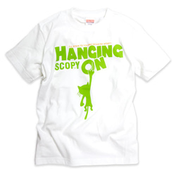 SCOPYネコTシャツ「HANGING ON」ホワイト 1枚目の画像