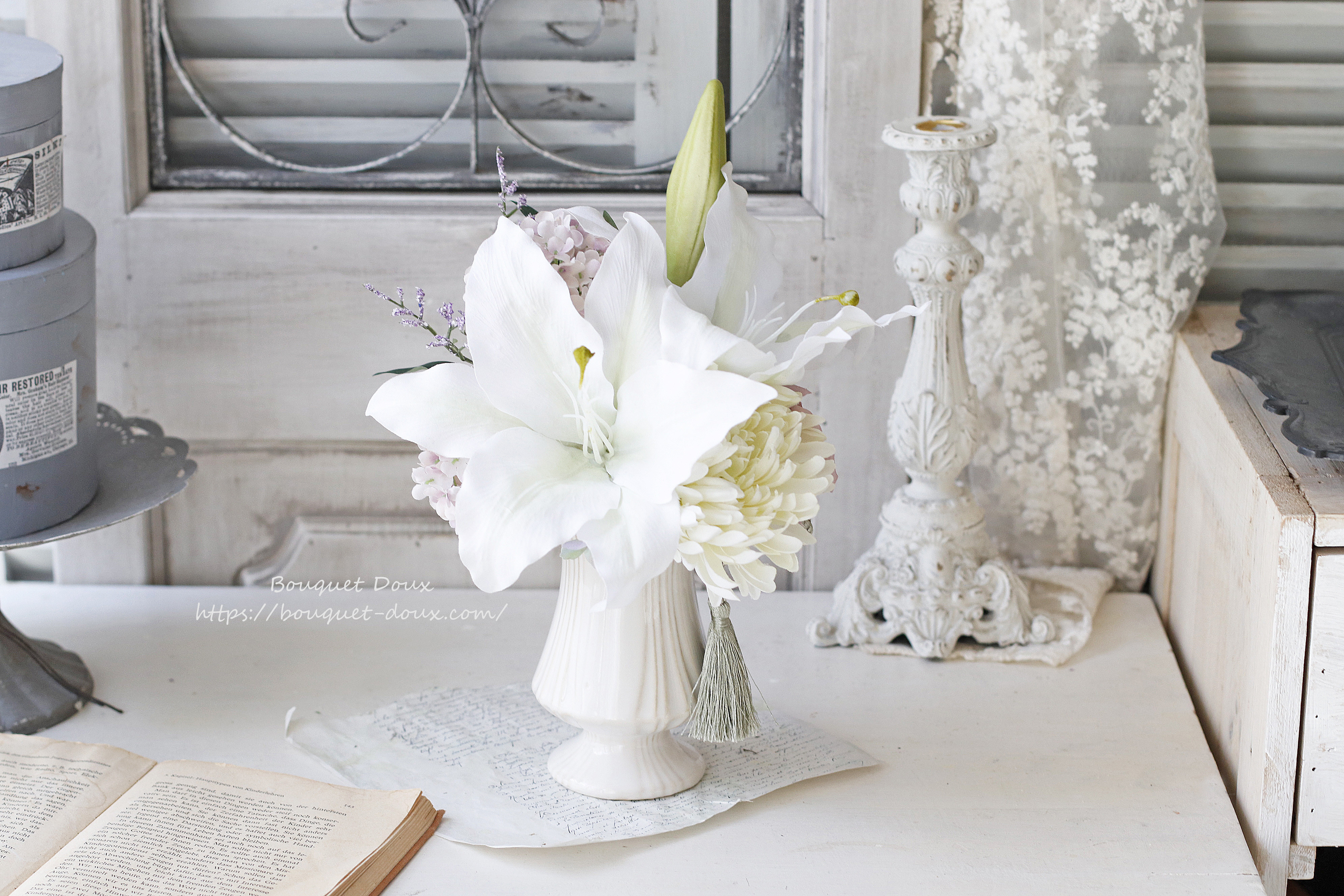 【仏花76】お供え花　御供　フラワーアレンジメント　造花　仏壇花　お悔み花　アートフラワー　初盆　お盆　喪中