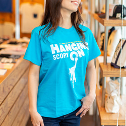 SCOPYネコTシャツ「HANGING ON」ターコイズブルー 4枚目の画像