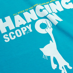 SCOPYネコTシャツ「HANGING ON」ターコイズブルー 2枚目の画像