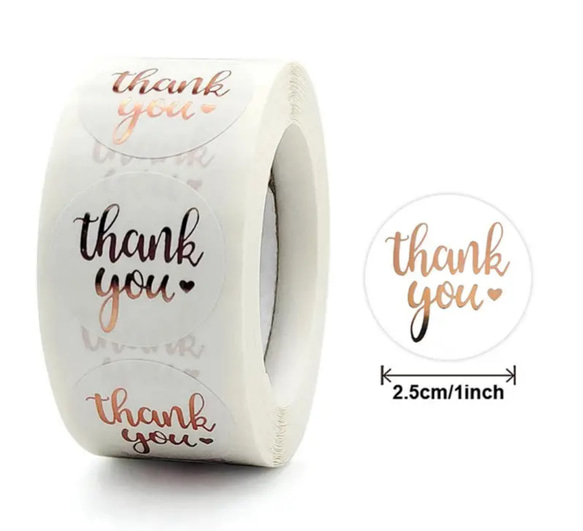 送料無料☆ サンキューシール 100枚　pinkgold 1枚目の画像