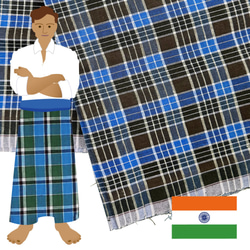 【商用可】南インドの涼しいボトムズ ルンギ布「STITCHED（縫い合わせ済み）」 091 1枚目の画像