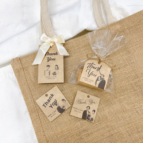 オーダーメイド】二人の写真入りThank youタグ（選べる用紙3種）20枚