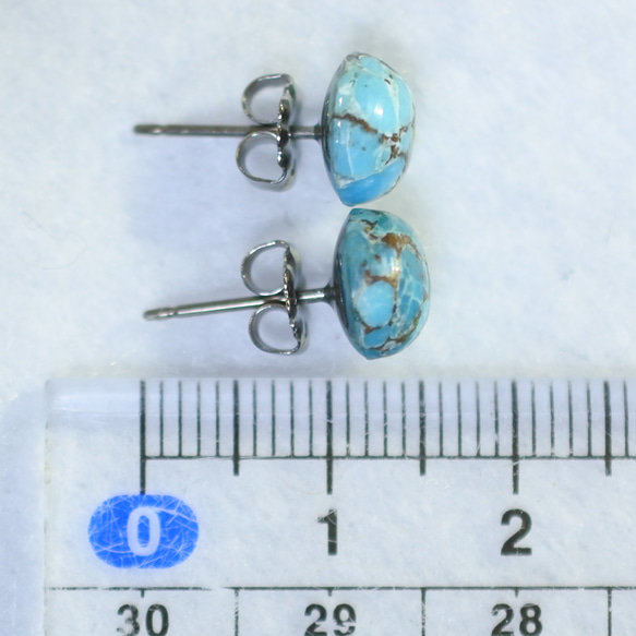 (1 件) 藍銅綠松石耳環（8 毫米，鈦柱） 第5張的照片