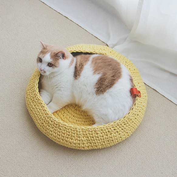 猫ベッド　猫用手編みベッド 1枚目の画像