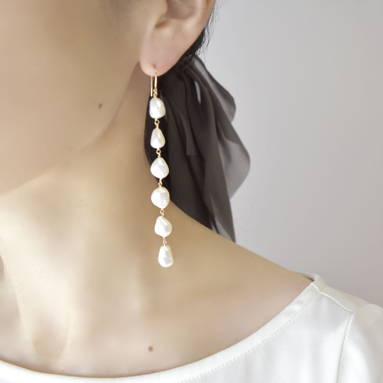 14kgf】淡水パールピアス（イヤリング変更あり） ピアス（フック