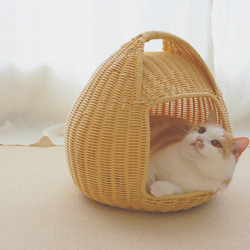 猫ベッド　猫ちぐら　キャットベッド　手編みベッド　キャットハウス　猫ハウス 7枚目の画像