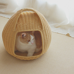 猫ベッド　猫ちぐら　キャットベッド　手編みベッド　キャットハウス　猫ハウス 12枚目の画像