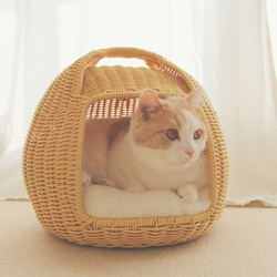 猫ベッド　猫ちぐら　キャットベッド　手編みベッド　キャットハウス　猫ハウス 2枚目の画像