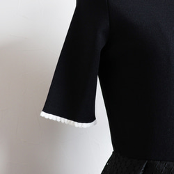 【3種尺寸可供選擇◎】圓點蕾絲短袖對接洋裝【黑色】 第9張的照片
