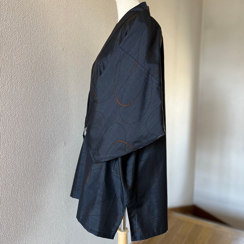 大島紬 お着物リメイク 作務衣 シンプル柄♡和のお洒落上着 自分