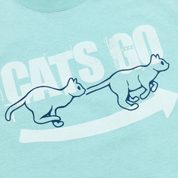 SCOPYネコTシャツ「CATS GO AROUND」 セージブルー 3枚目の画像