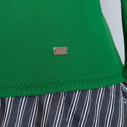 [隱藏到手肘◎]方領3/4袖彈性套頭衫[綠色] 第15張的照片