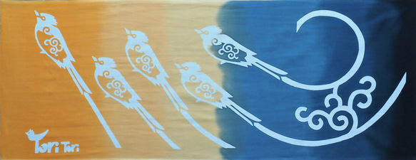 ToriTori大阪堺製注染手ぬぐい　サンコウチョウ　サイズ約90×35ｃｍ　綿100％　大阪堺製 2枚目の画像